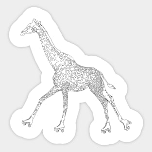 Giraffe on rollerblades lines Sticker